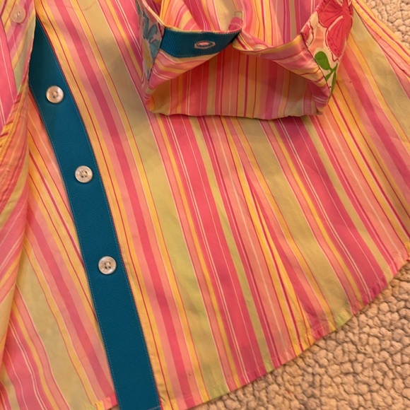 Sale LILY PULITZER WHITE LABEL PINK MULTI COLOR BUTTON DOWN LIKE NEW - Picture 7 of 14